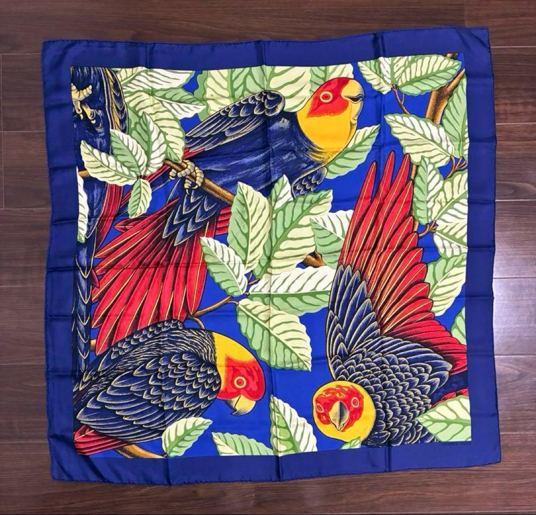 エルメス　スカーフ　オウム　シルク　カレ90　Les Perroquets