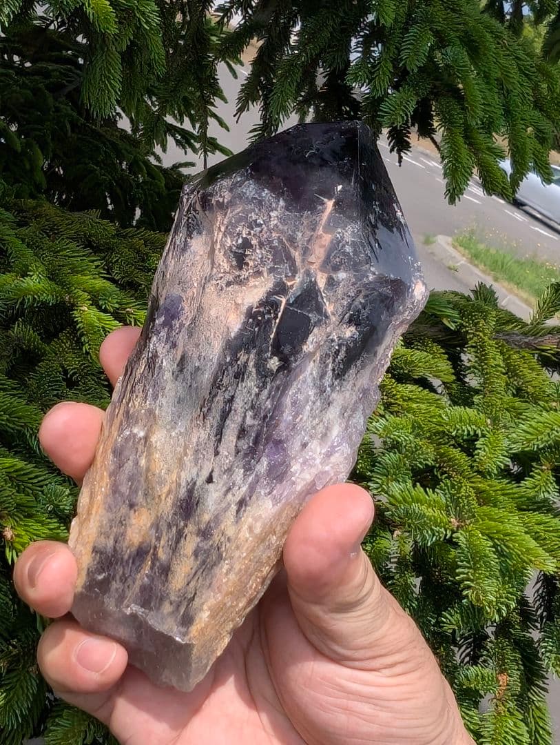812gアメジスト【邪気払い神器】アテナ紫骨　骨幹水晶　原石NO.3