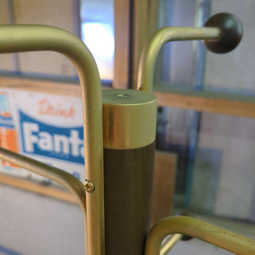 オールドカリモク 木製コートハンガー ボール型フック付き ブラウン×ゴールド