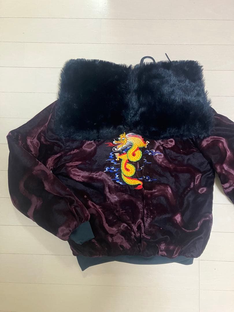 コリアンジャケット刺繍ファー次古着ビンテージ８０s激レア