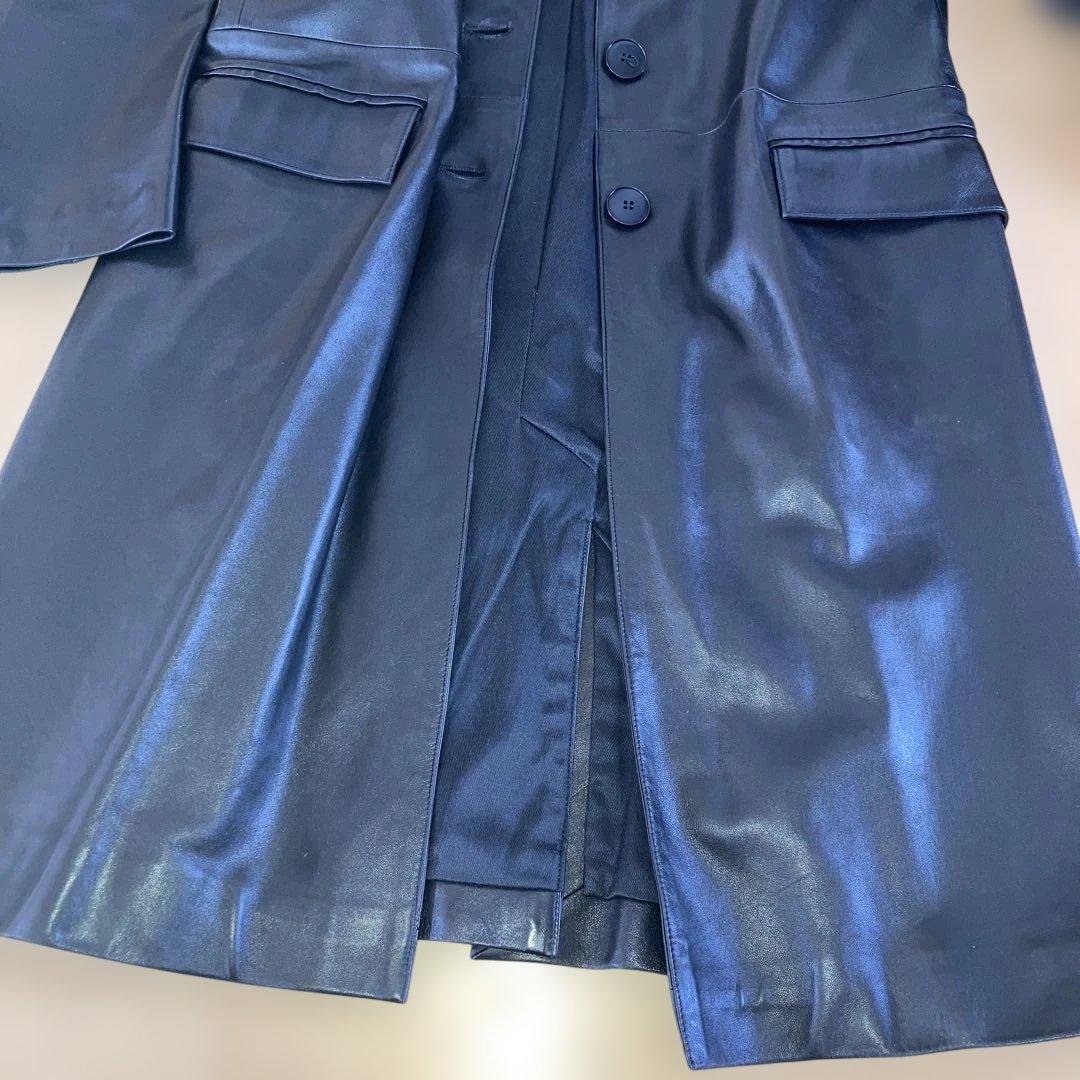 【agnes.b】黒 ラムレザーロングコート