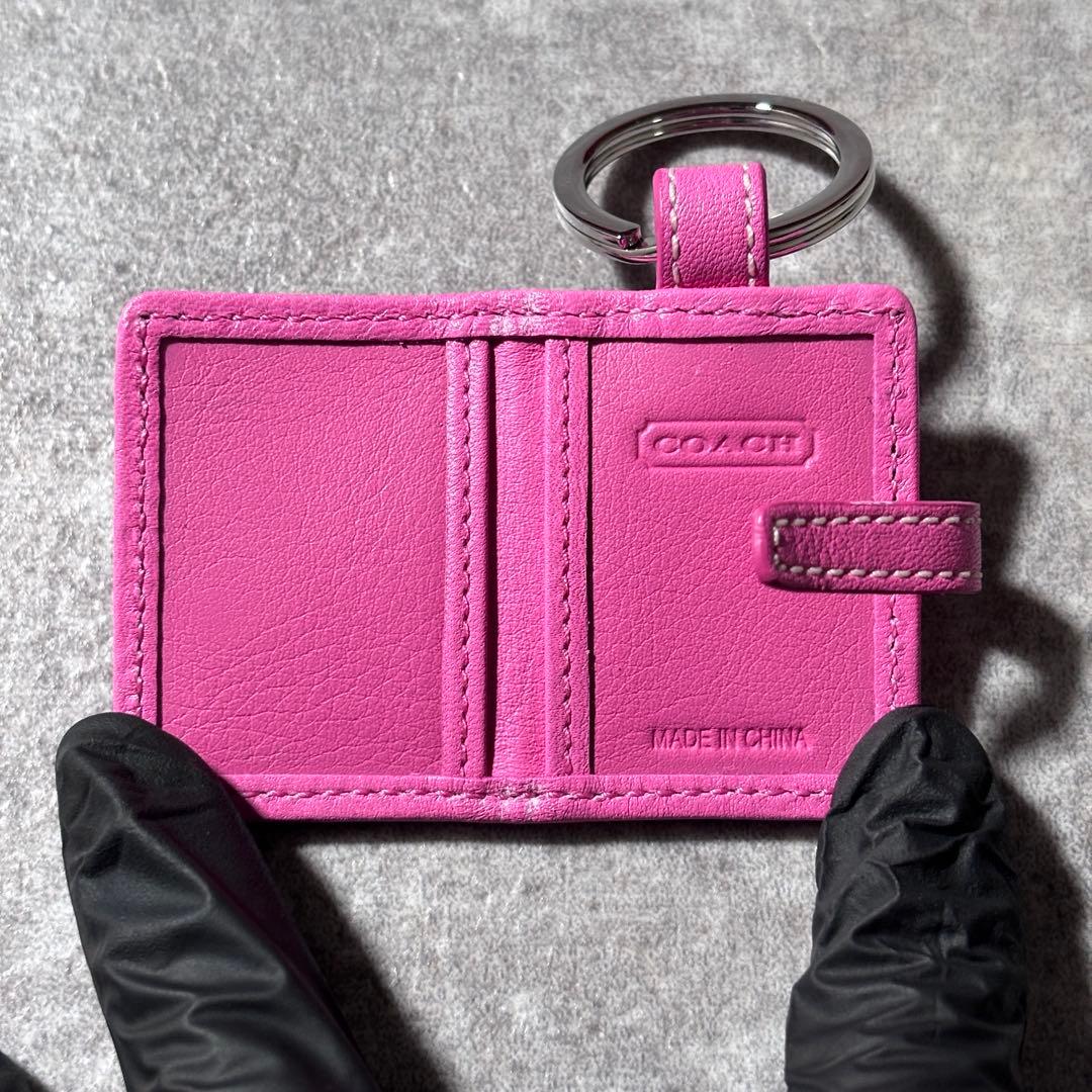 極美品 COACH コーチ チャーム キーホルダー キーリング 手帳型 ハート