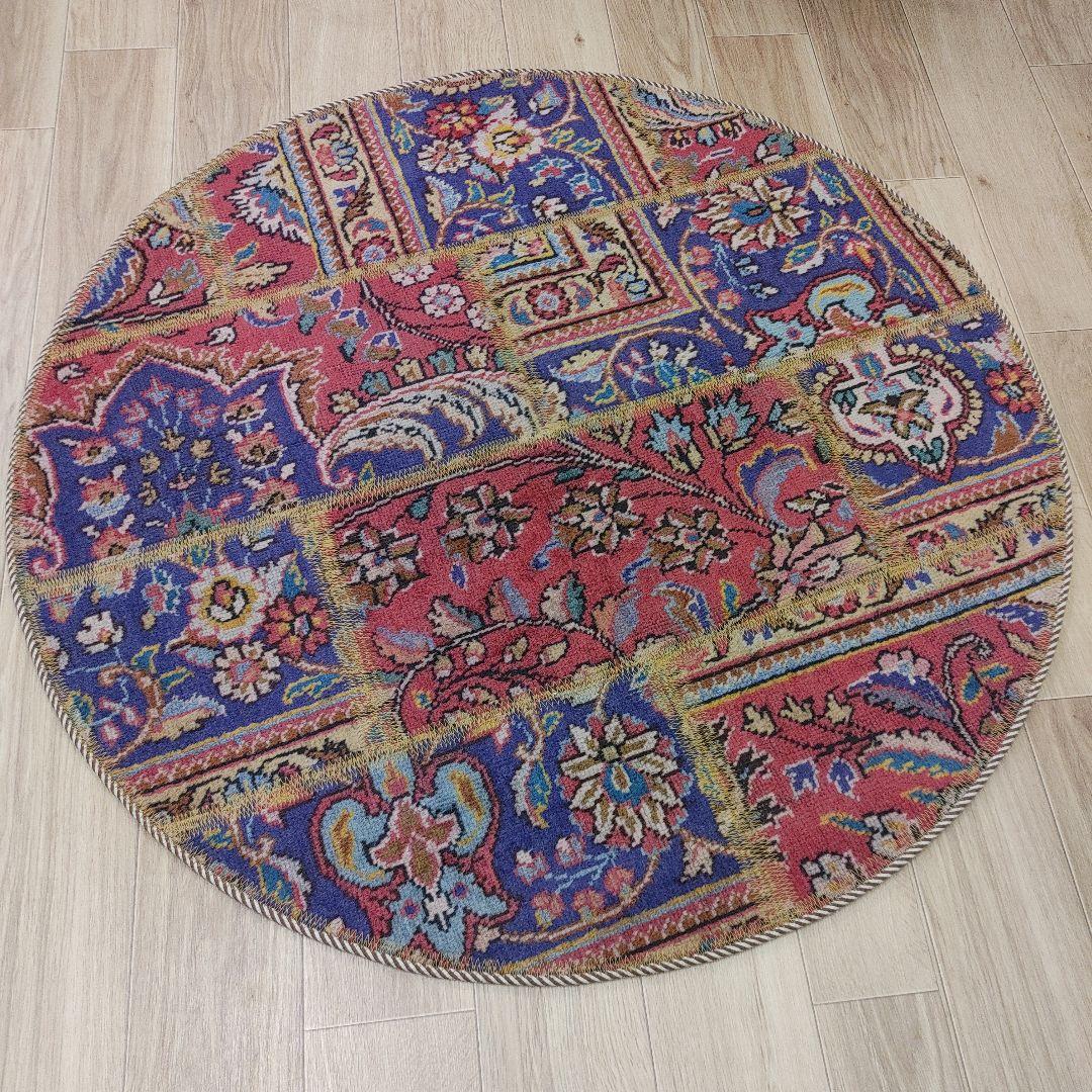 ペルシャ絨毯 パッチワーク アンティーク 100x100手織り クリーニング済み