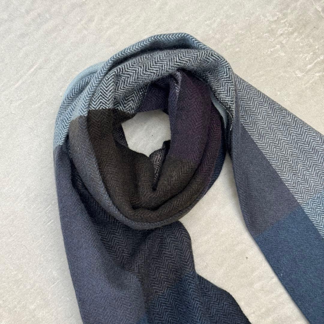 f*o様 【美品】 エルメス マフラー カシミヤ ヤク ブラウン チェック HE