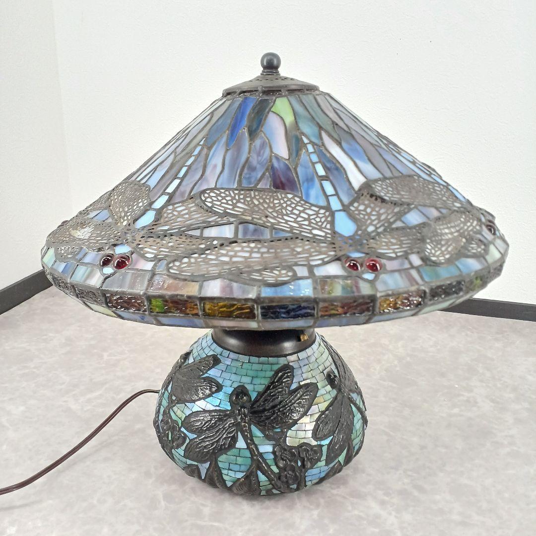 送料込み☆ステンドグラス【卓上ランプ】トンボ柄/アンティーク