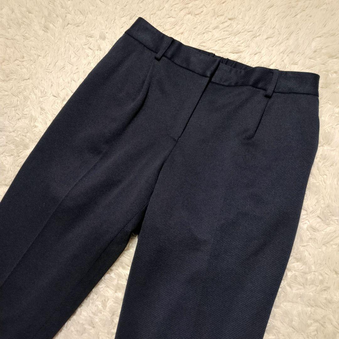 極美品！ORIHICA　ノーカラーパンツスーツセットアップ　M/L　濃紺　洗える