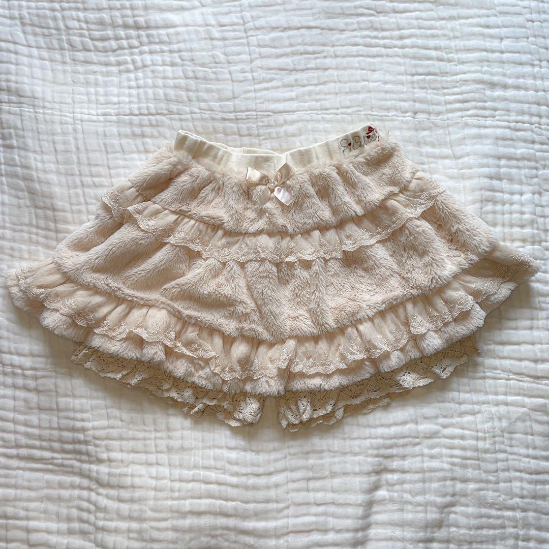 00s 希少 LIZLISA系 ファー×レース 異素材フリルスカパン 姫ギャル