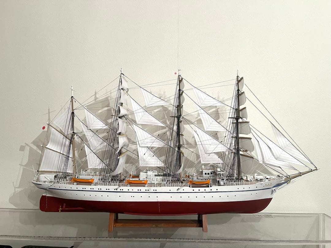 1/160 日本丸 帆付き　完成品　手作り　ウッディジョー 縁起　帆船
