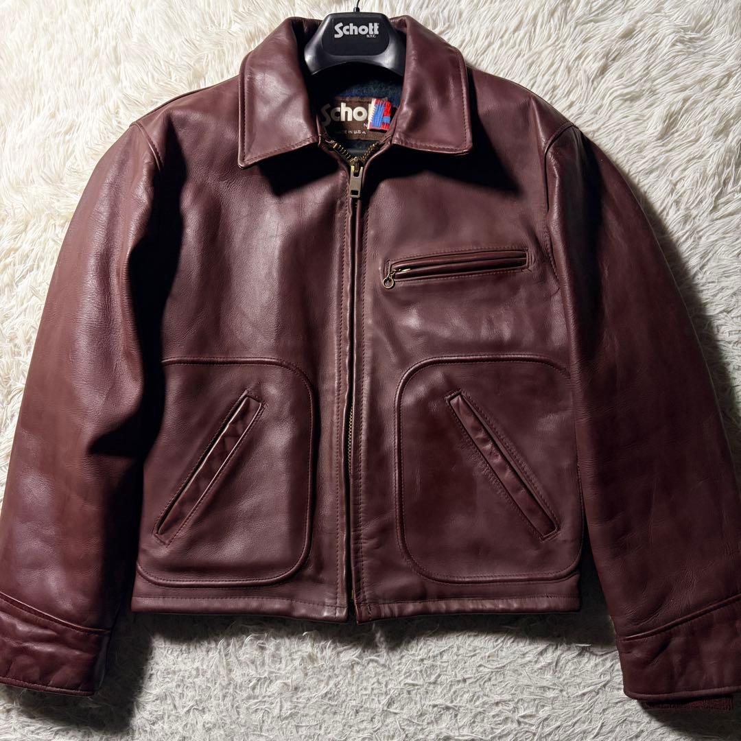 美品/希少✨schott ライダースジャケット　シングル　658 ボルドー 40