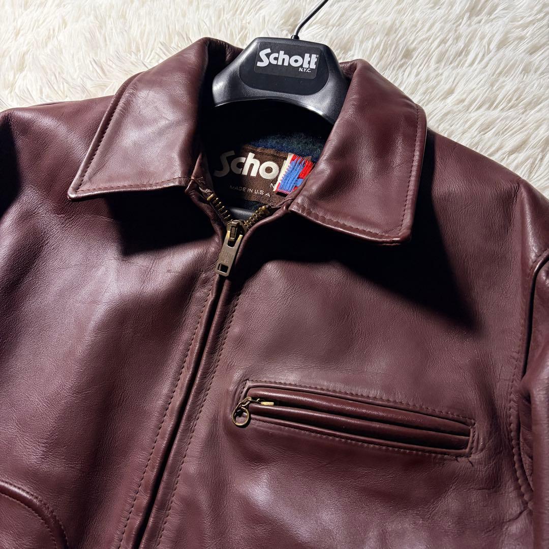 美品/希少✨schott ライダースジャケット　シングル　658 ボルドー 40