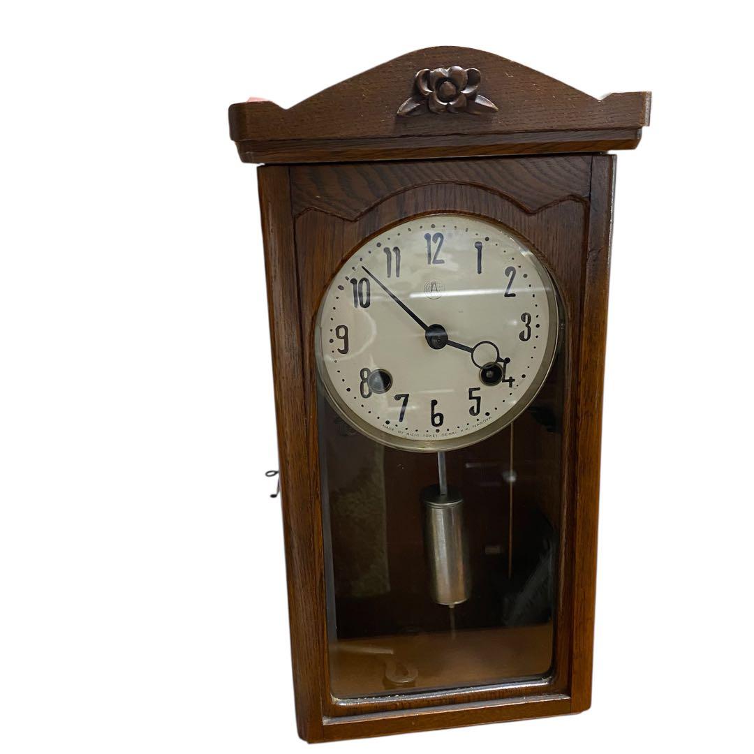 【愛知時計】 ミニミニ　可愛いです！　柱時計　古時計　振り子　レトロ　ゼンマイ