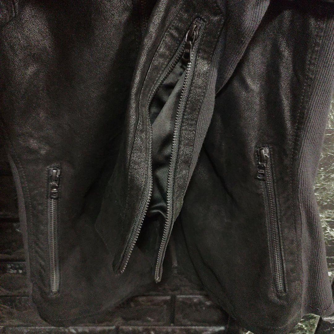 良品　ノーアイディー　レザースエード　フーデッドジャケット