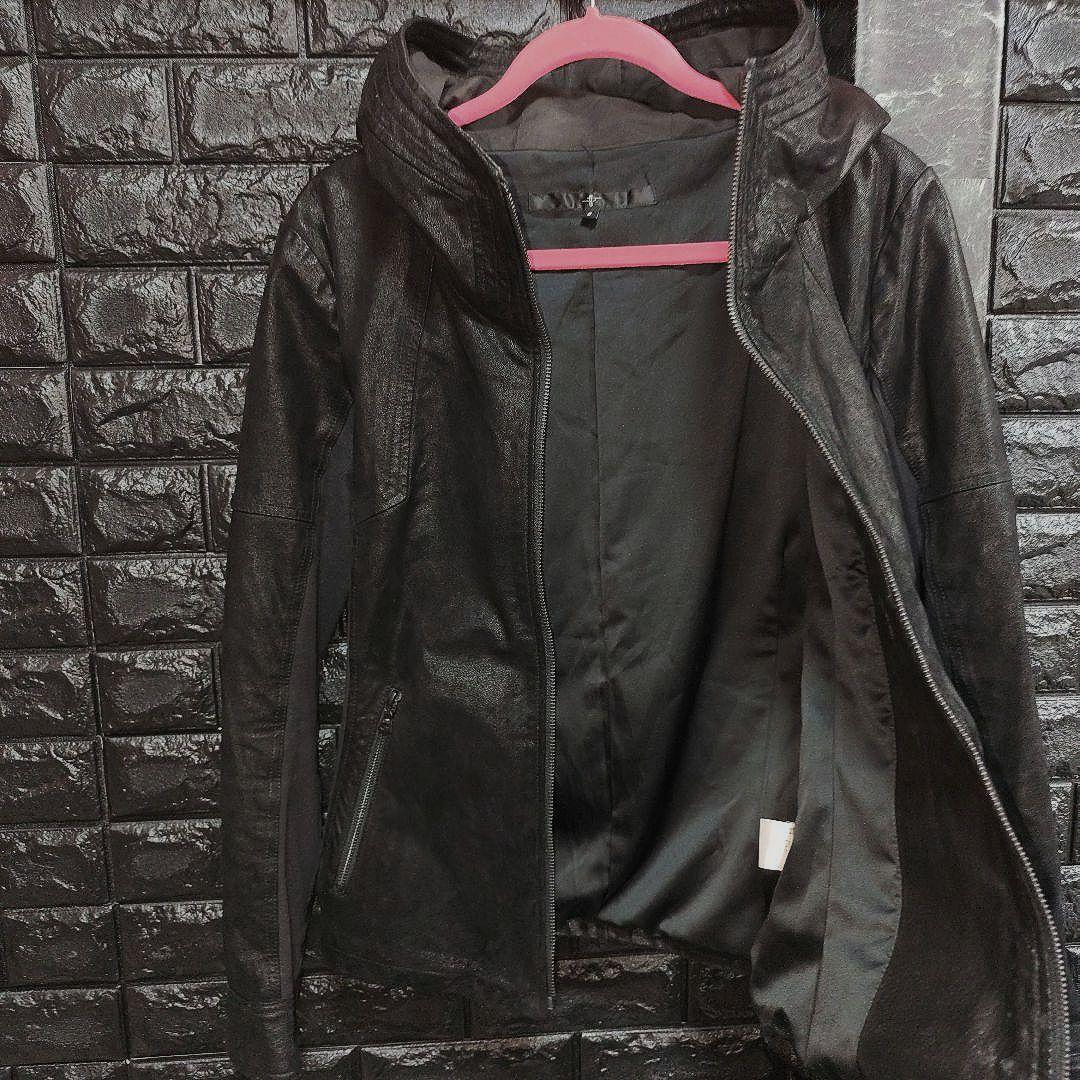 良品　ノーアイディー　レザースエード　フーデッドジャケット