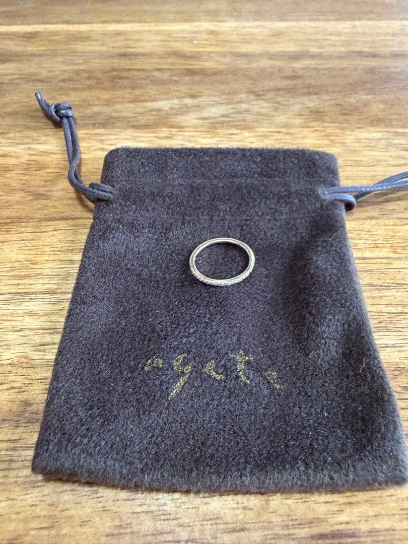 agete シンプルリング ストーン付き