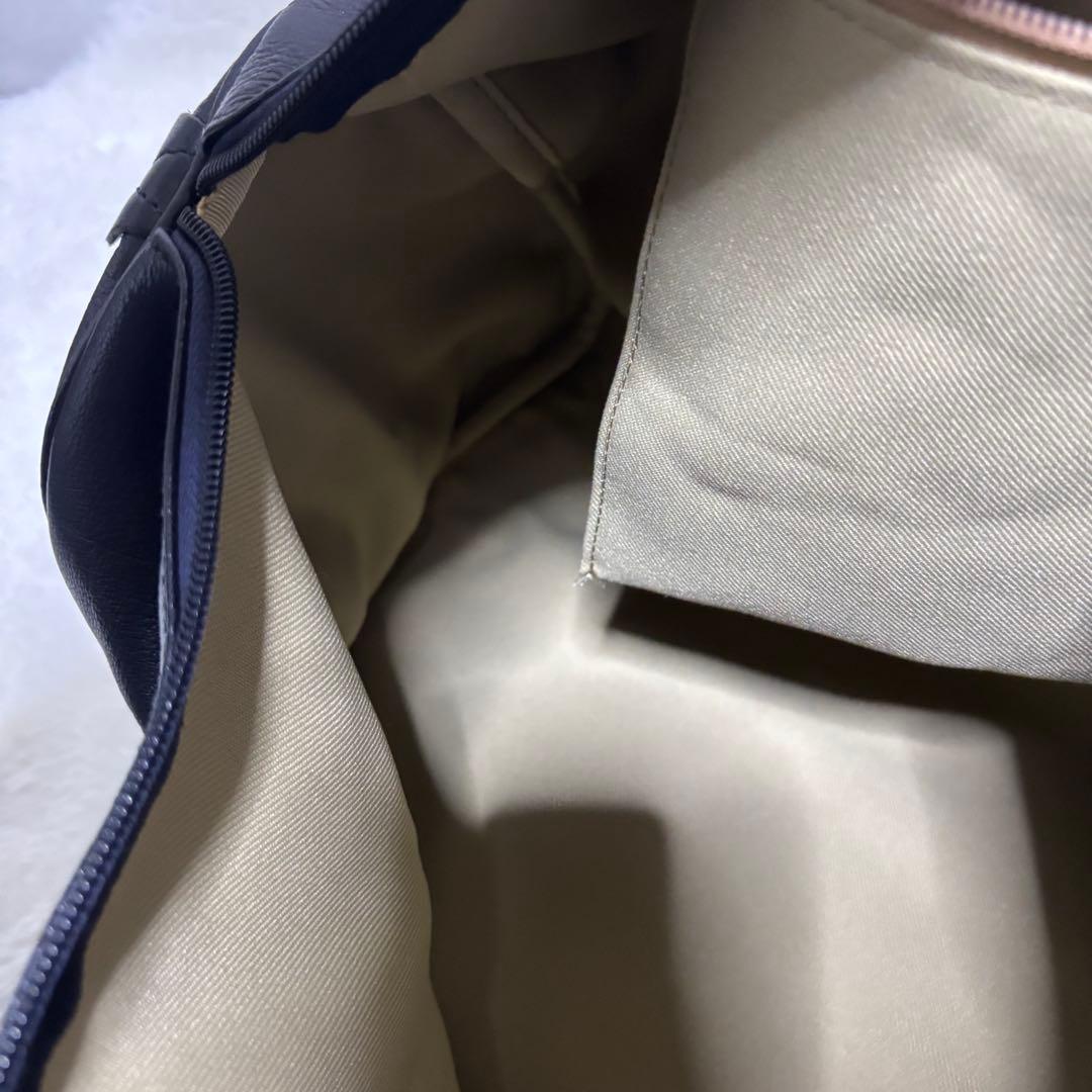 希少✨ロンシャン ミニボストンバッグ ロゴ 型押し オールレザー　ブラック