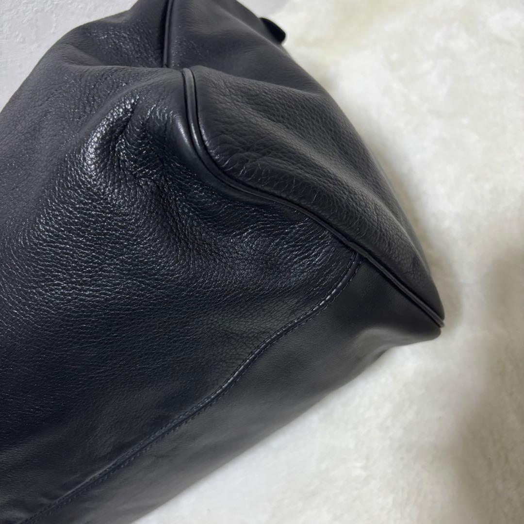 希少✨ロンシャン ミニボストンバッグ ロゴ 型押し オールレザー　ブラック
