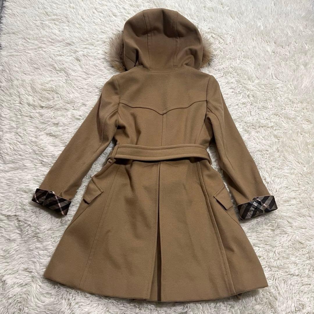 美品✨バーバリー ブルーレーベル　ラクーン ファー付きロングコート　ベージュ　M