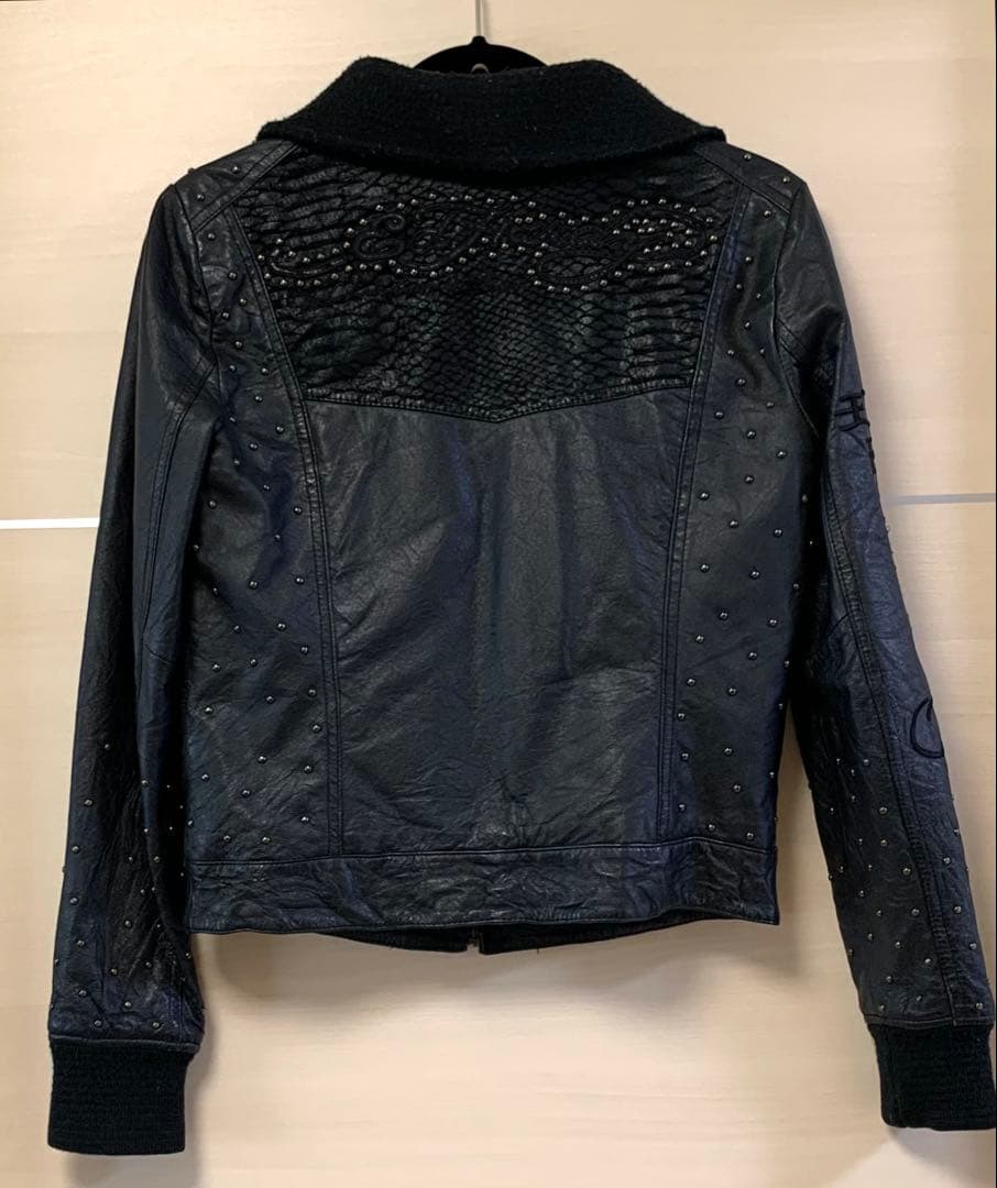 【激レア商品】エドハーディ y2k ブラック レザー ライダース ジャケット S