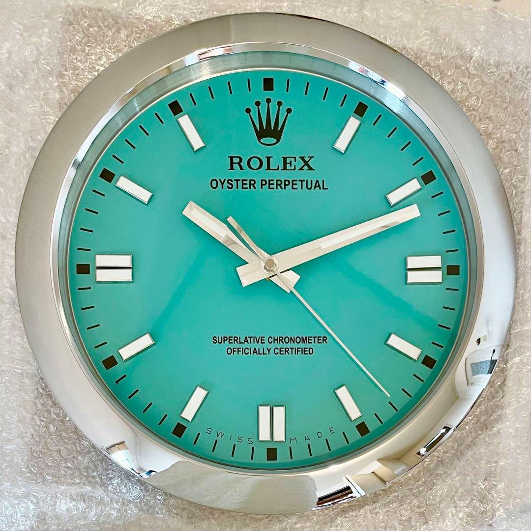 海外販促品 オイスターパーペチュアル ROLEX 掛け時計 ⭐︎美しいTブルー！
