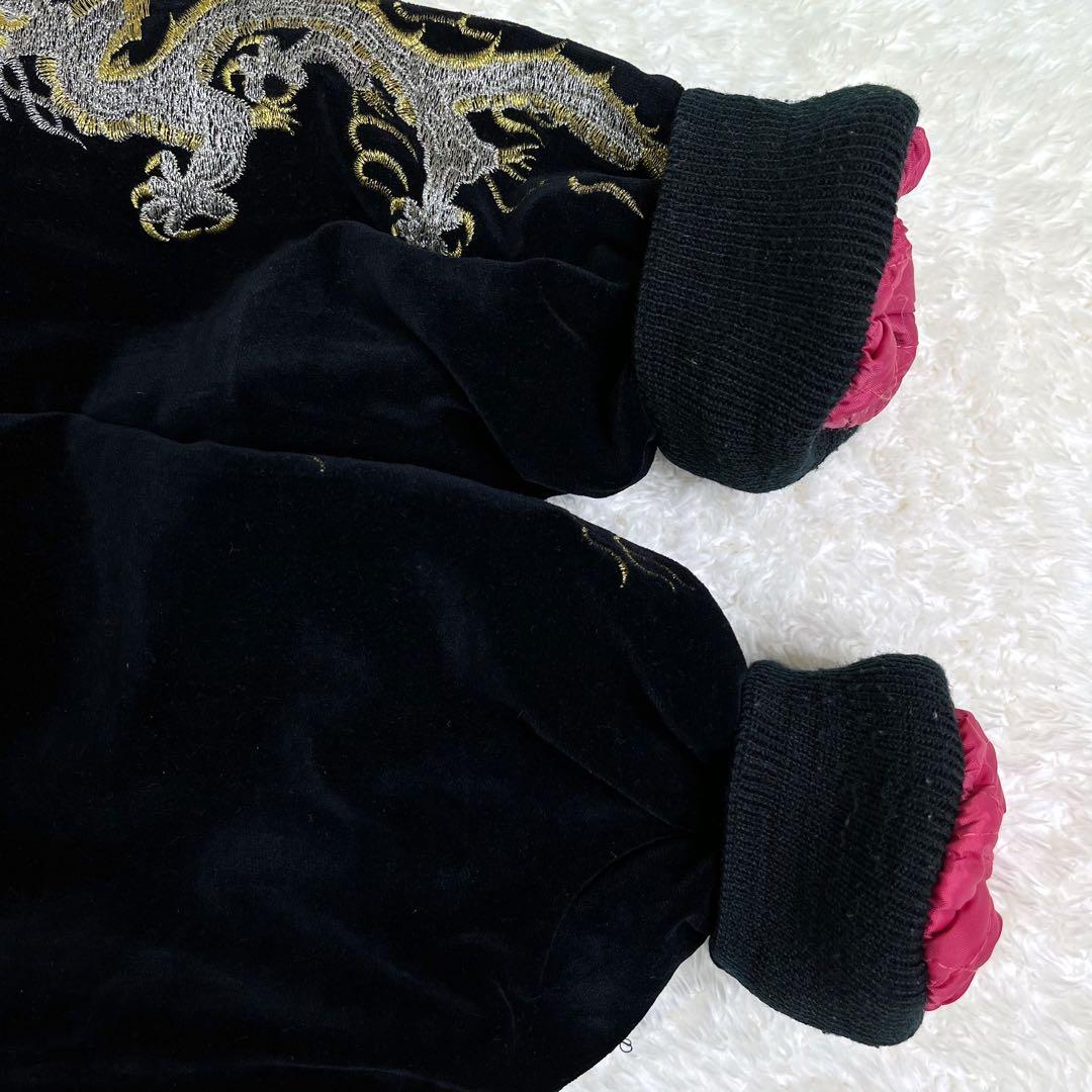 CORSAIREコルセアヴィンテージ別珍スカジャン鷹龍刺繍ブラック黒L