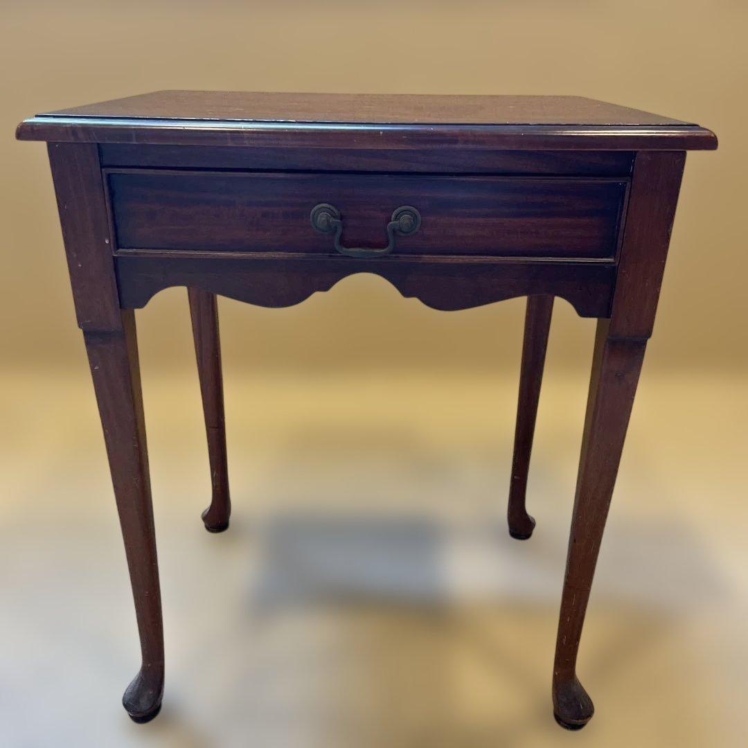 ダークウッド サイドテーブル 引き出し付き