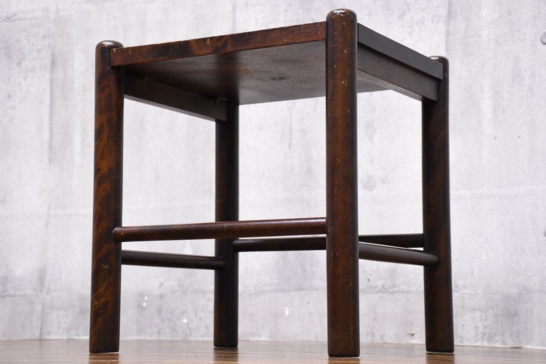 EIK42 北海道民芸家具 #670 スツール カバ/樺 無垢材 板座 腰掛け