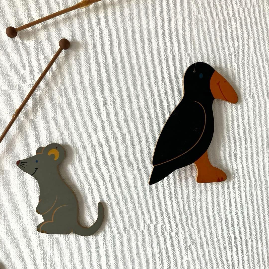 【匿名配送✨希少】ゆらゆら　木のモビール　木製　動物　モビール ドイツ　ヘラー
