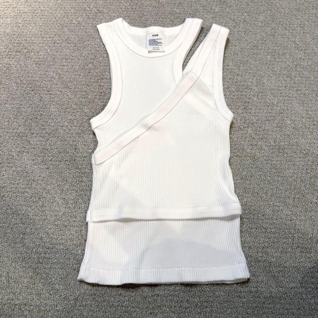 新品未使用 HYKE ホワイト アシンメトリック タンクトップ