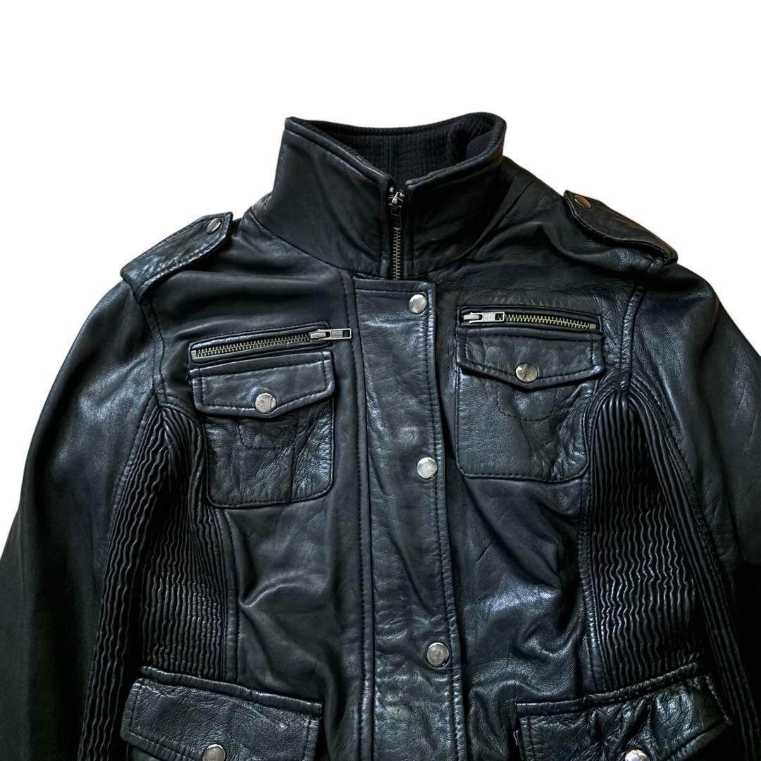 archive grunge Leather riders jacket 黒