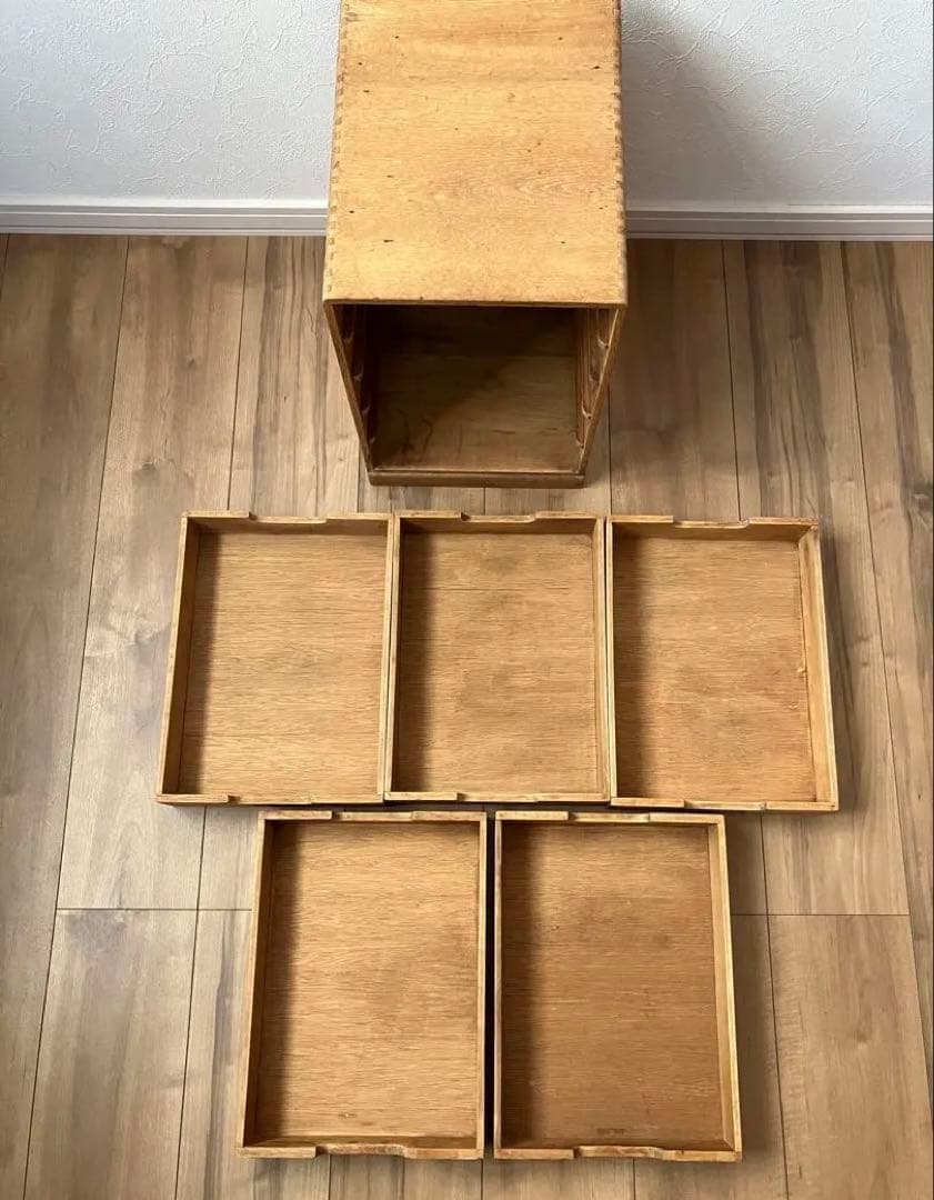 天然木5段引き出し収納　小抽斗　小引き出し　アンティーク