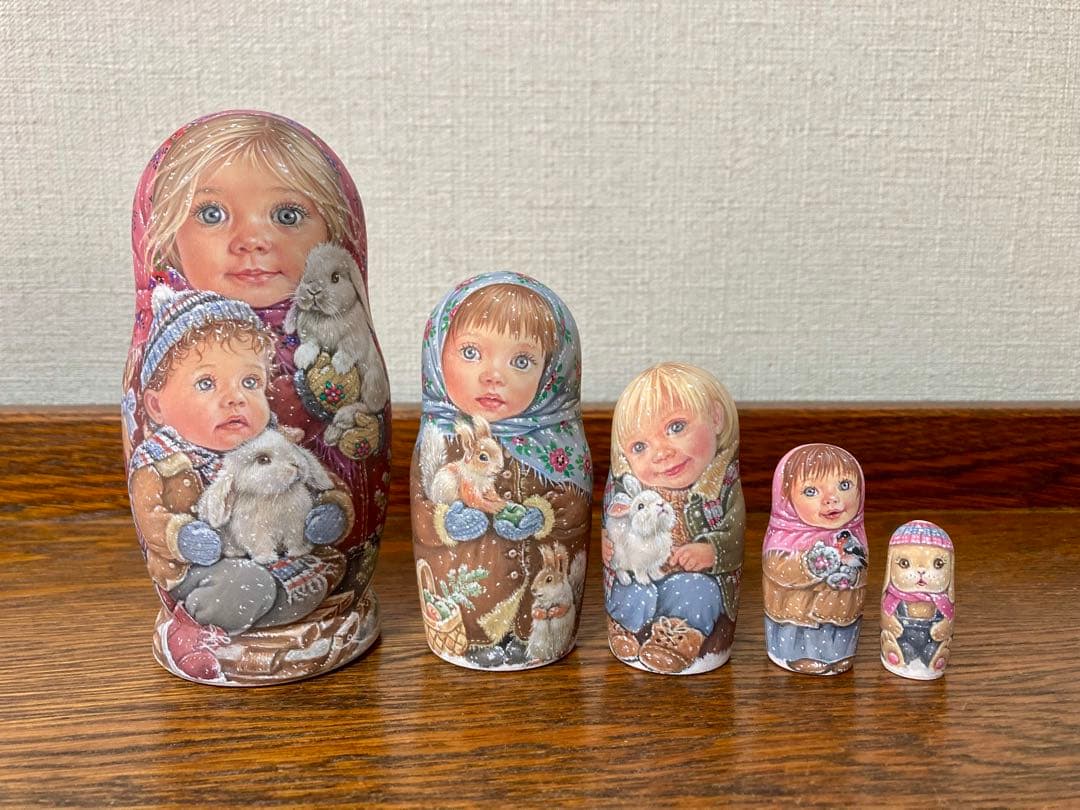 雑貨☆ウインターマトリョーシカ『初雪』5P鷽 エレナ作