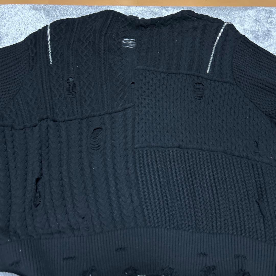 HARE ダメージ&ジッパーニットカーディガン