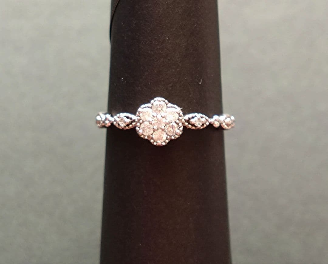 ツツミ　K10ホワイトゴールドダイヤモンドリング