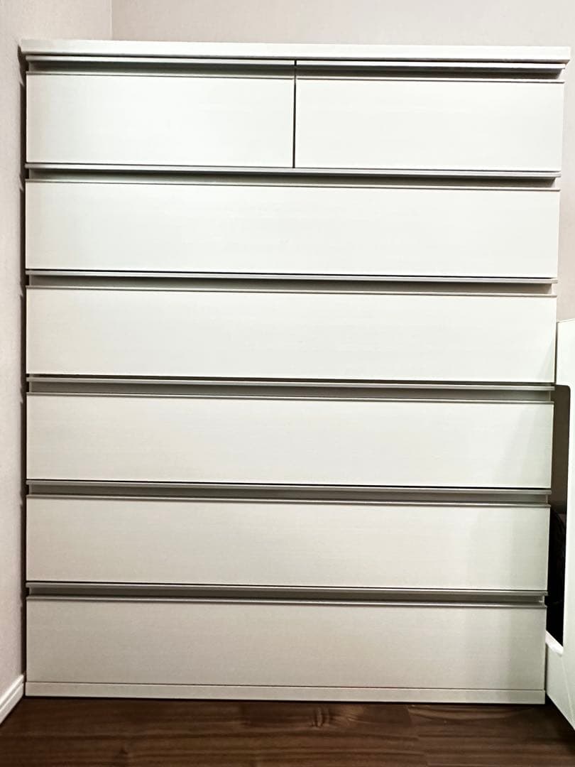 美品✨ニトリ ハイチェスト6段 大容量 ホワイトウォッシュ 木製 白