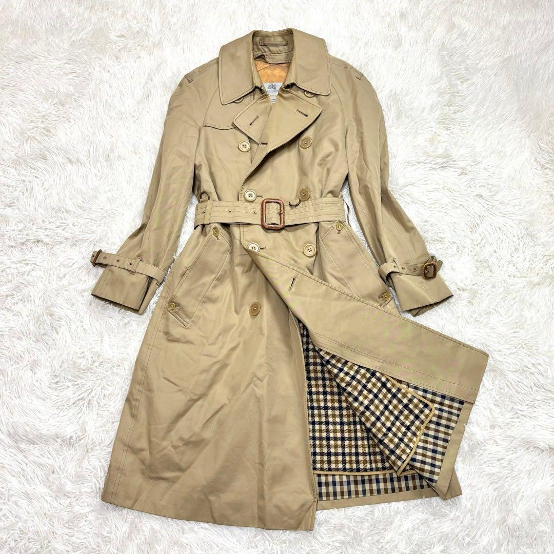 アクアスキュータム ライナー付きトレンチコート ベージュ Aqua5 チェック