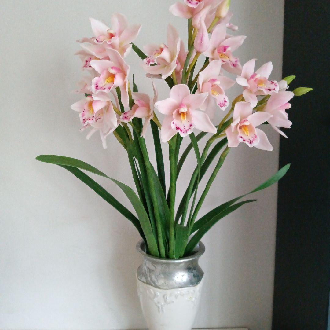 専用 ホワイトとピンクのオーキッドアレンジメント クレイフラワー