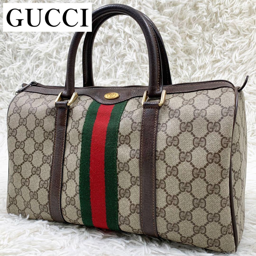 【✨極美品✨】オールドグッチ ミニボストンバッグ シェリーライン ブラウン