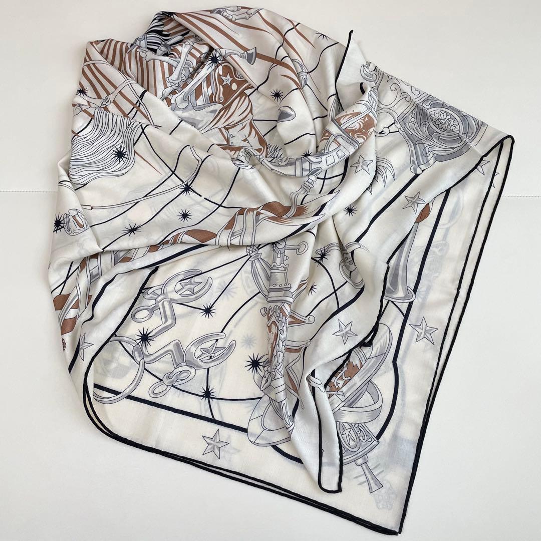 @H18 羊毛 シルク 大判ストール リバーシブル