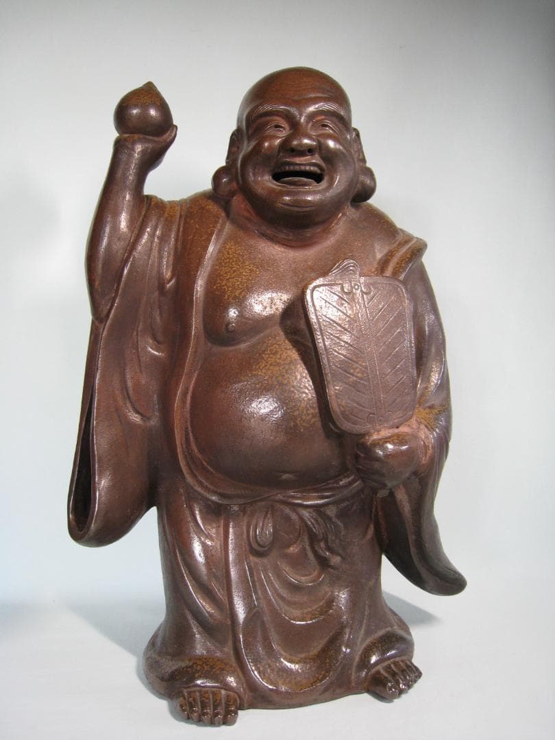 備前焼　特大布袋尊　【備前陶香造】の搔き銘　高さ40㎝以上