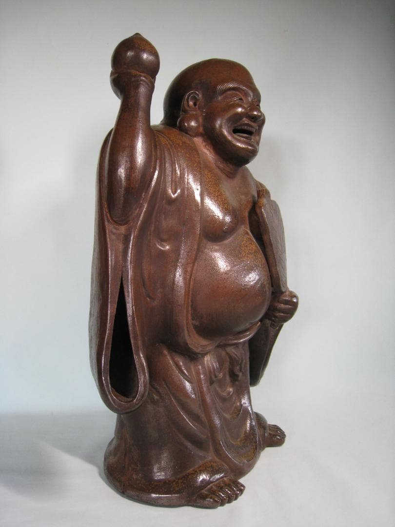 備前焼　特大布袋尊　【備前陶香造】の搔き銘　高さ40㎝以上