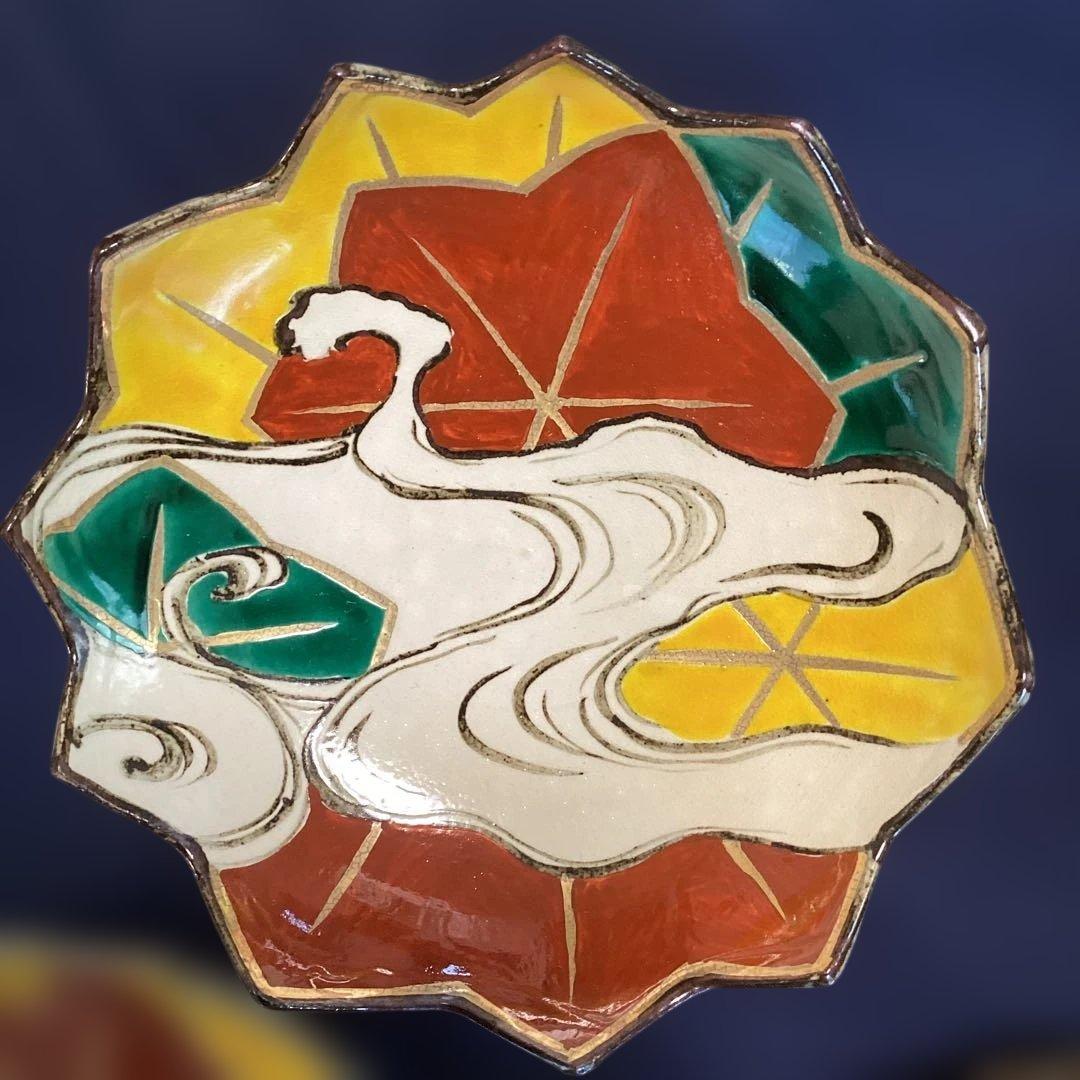 京焼乾山写立田川向付5客　　新品未使用