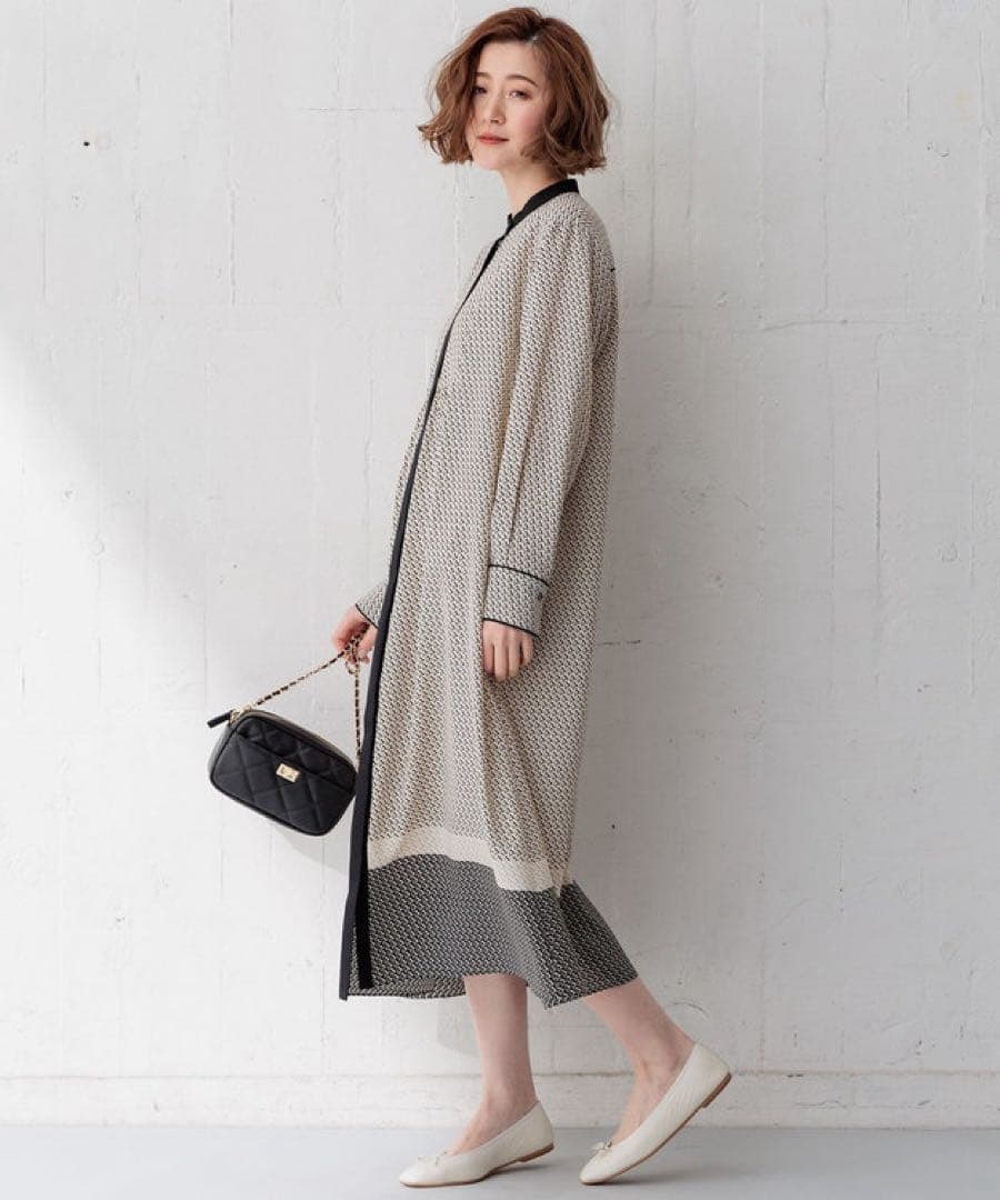 極美品 23区 【洗える】ジオメトリックパネルプリント ワンピース 3XL