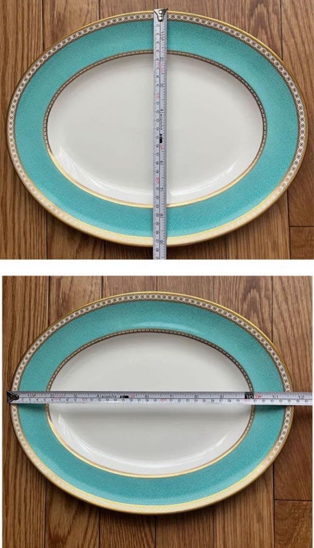 【美品】ウェッジウッド ユーランダー パウダーターコイズ楕円形皿 長約36cm