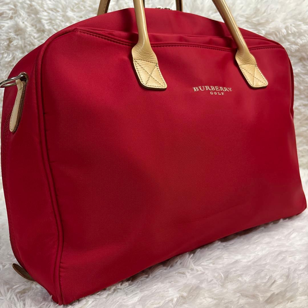 【美品】BURBERRY GOLF ボストンバッグ　ダッフルバッグ　レッド