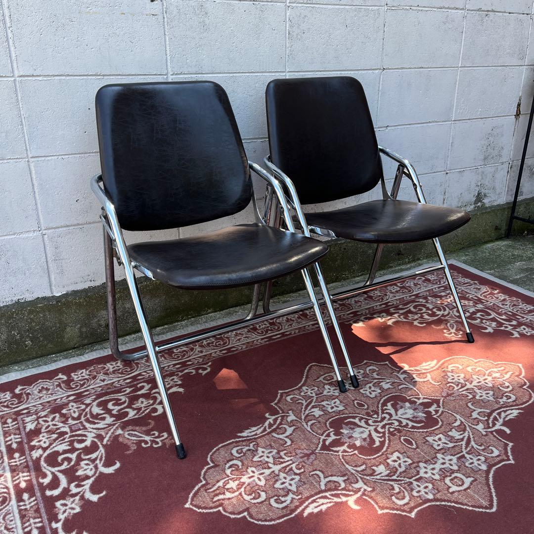 古家具 2点セット◾️KOKUYO 折り畳み椅子/ フォールディングチェア C