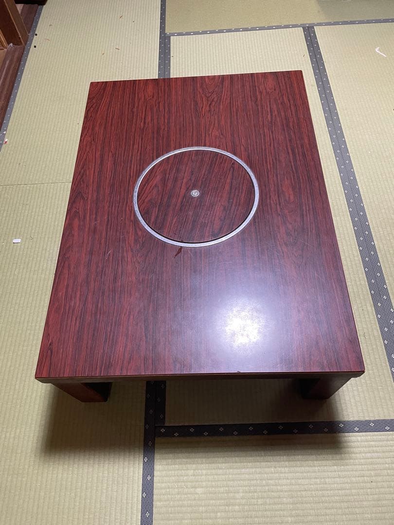 引き取り限定‼️ 座卓　鍋用コンロ付き　木目調四本脚　大阪市中央区