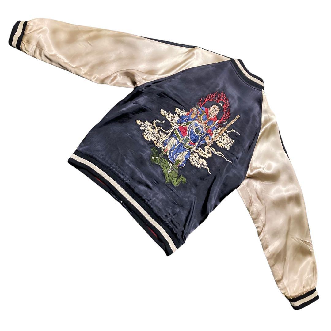 オイル 良品 00s百花繚乱 スカジャン 毘沙門天王 勝利 財宝の神四天王