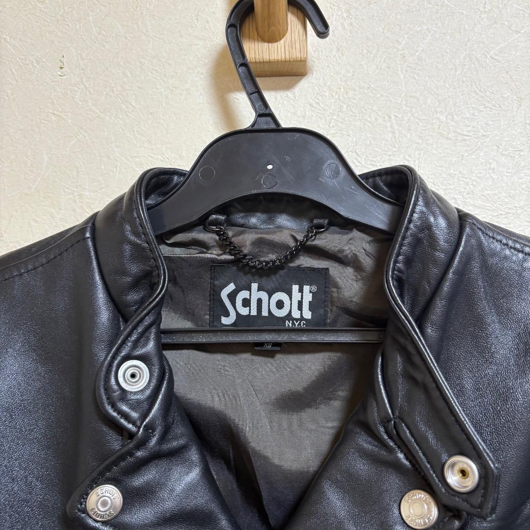 schott IENA ラムレザー ライダースジャケット 羊革 ブラック XS