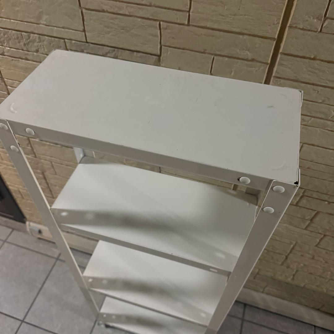 ホワイト スチール製 4段シェルフ