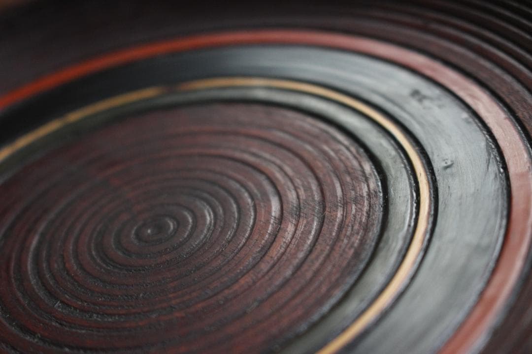 村瀬治兵衛作！極上刳り貫き地に風情ある独楽塗の美しいお皿5点（検京塗銘々皿菓子皿